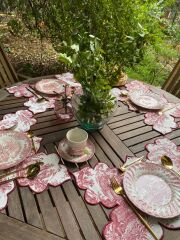 Rouge Toile de Jouy Amerikan Servis Takım