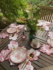 Rouge Toile de Jouy Amerikan Servis Takım