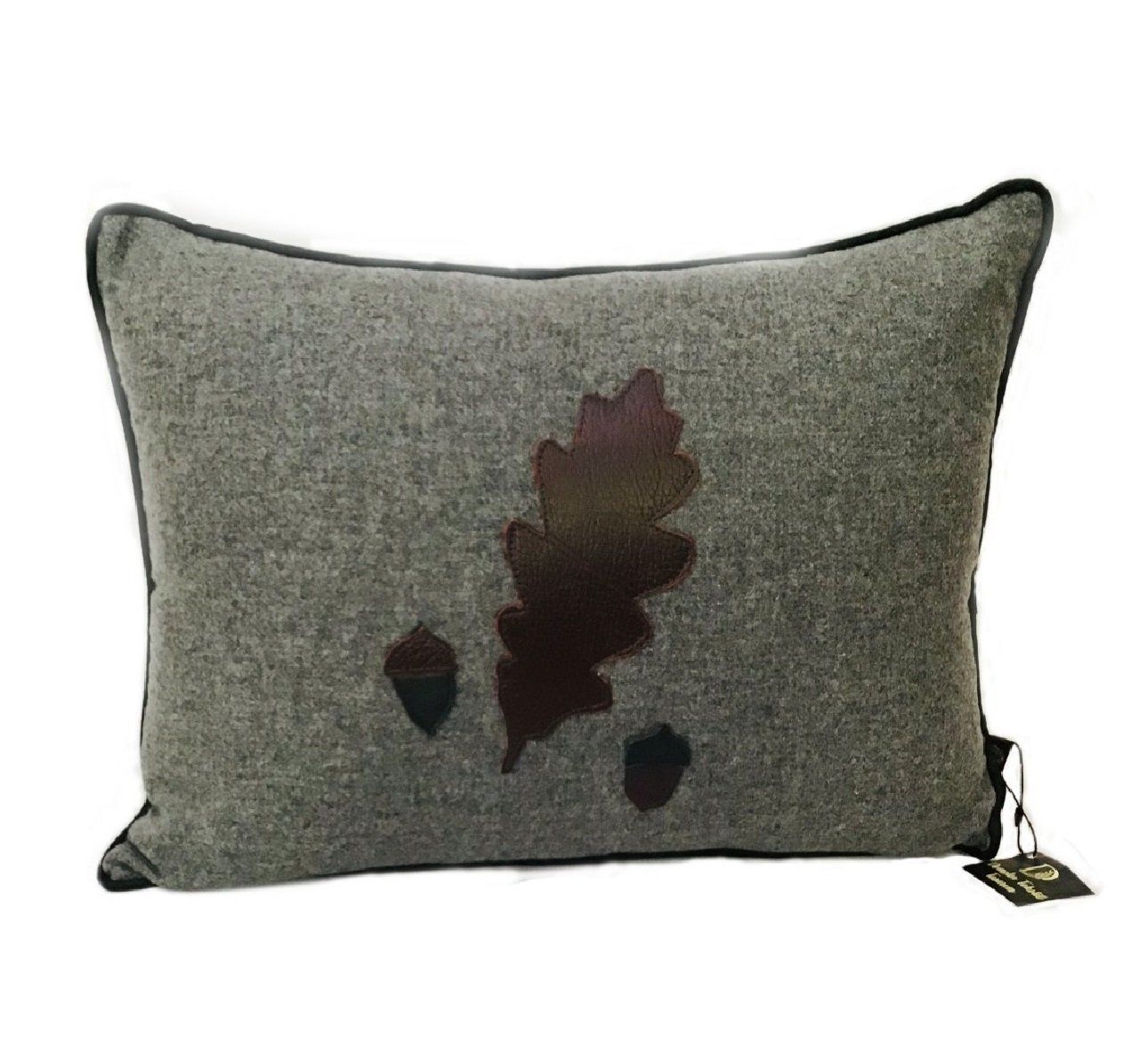 Deri Meşe Yaprak Dekoratif  Yastık