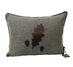 Deri Meşe Yaprak Dekoratif  Yastık