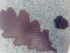 Deri Meşe Yaprak Dekoratif  Yastık