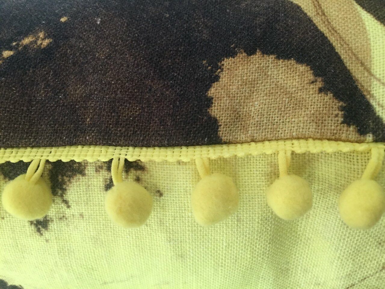 Keten Çok renkli Ponponlu Dekoratif  Yastık