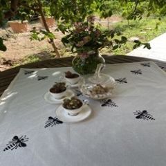 Bal Arısı Ahşap Baskı Kare Örtü