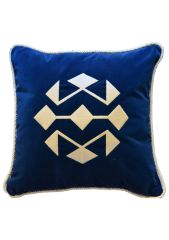 Lacivert Nakışlı Dekoratif Yastık