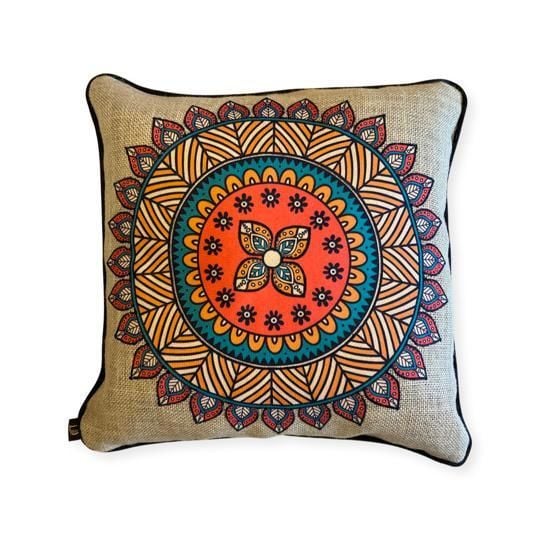 Mandala Aplike Jüt Yastık