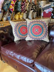 Mandala Aplike Jüt Yastık