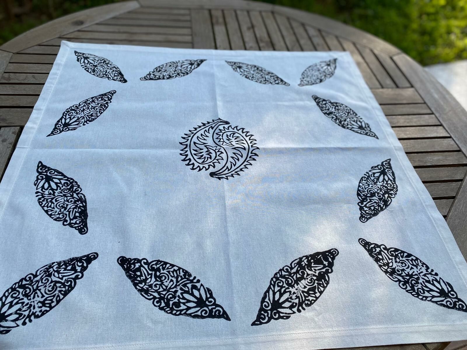 Ahşap Baskı 80 cm - ekru-siyah