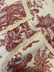 Toile de jouy Kırmızı Mutfak Önlüğü