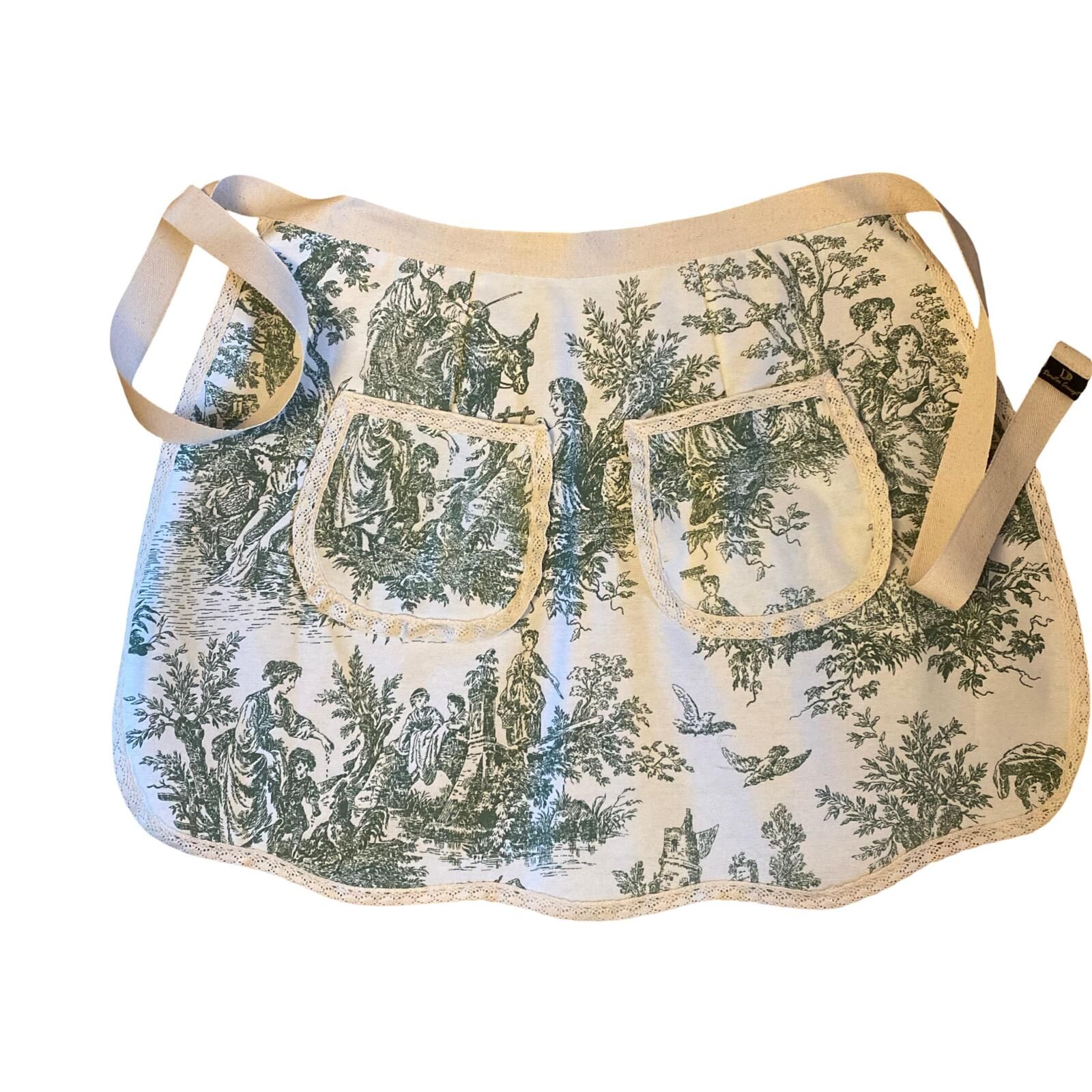 Toile de Jouy Desen Yeşil Mutfak Önlüğü