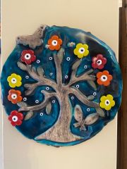 Çiçekli Ağacı Seramik Kapı Süsü